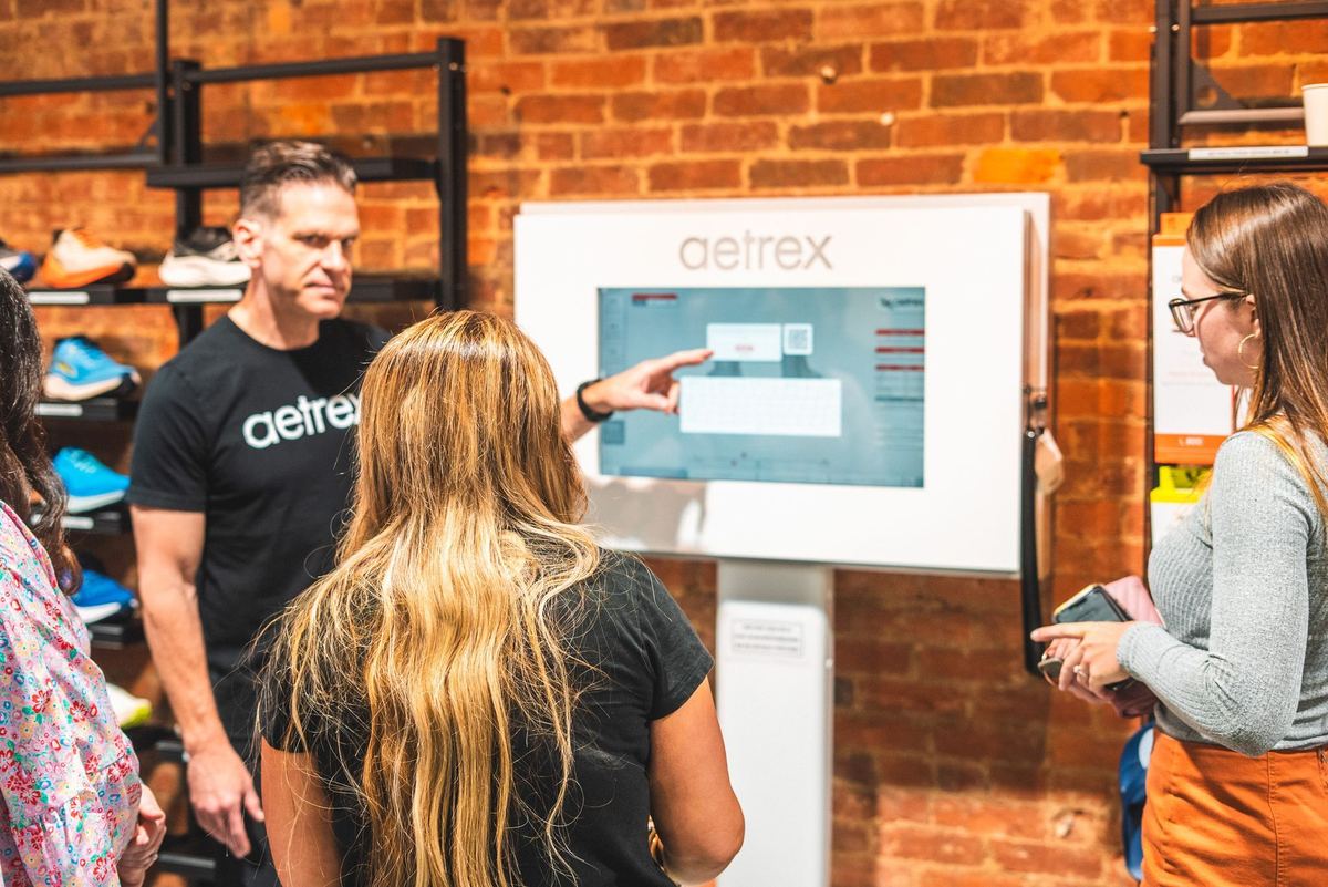 A foot scan station used for gait analysis in the store