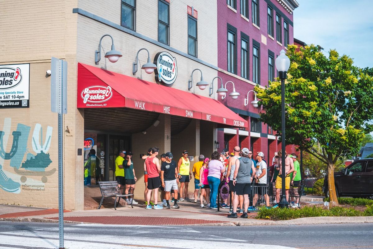 Running Soles storefront on the public square in Elizabethtown